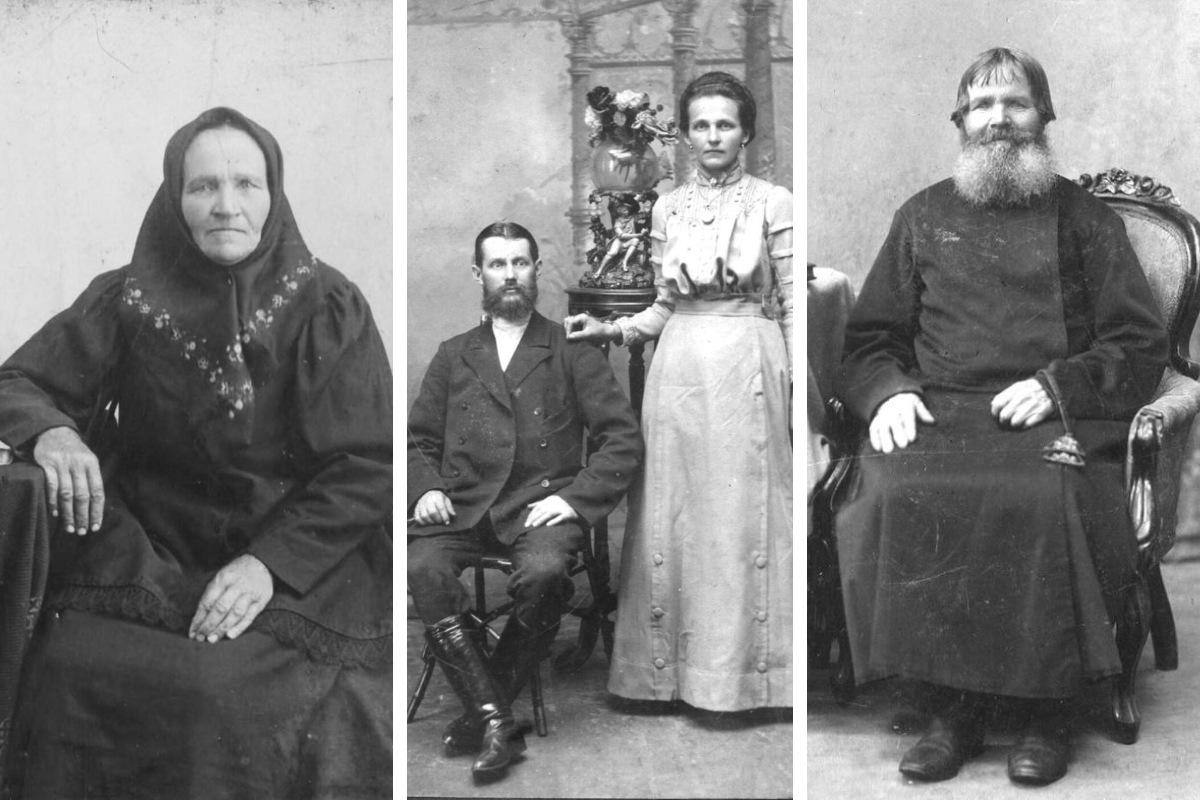 Ламповские старообрядцы рубежа XIX–XX веков. В центре — Даниил Тиханов с супругой Татьяной © Цифровой архив Ламповской общины, архив Андрея Бурлакова Ламповские старообрядцы рубежа XIX–XX веков. В центре — Даниил Тиханов с супругой Татьяной © Цифровой архив Ламповской общины, архив Андрея Бурлакова