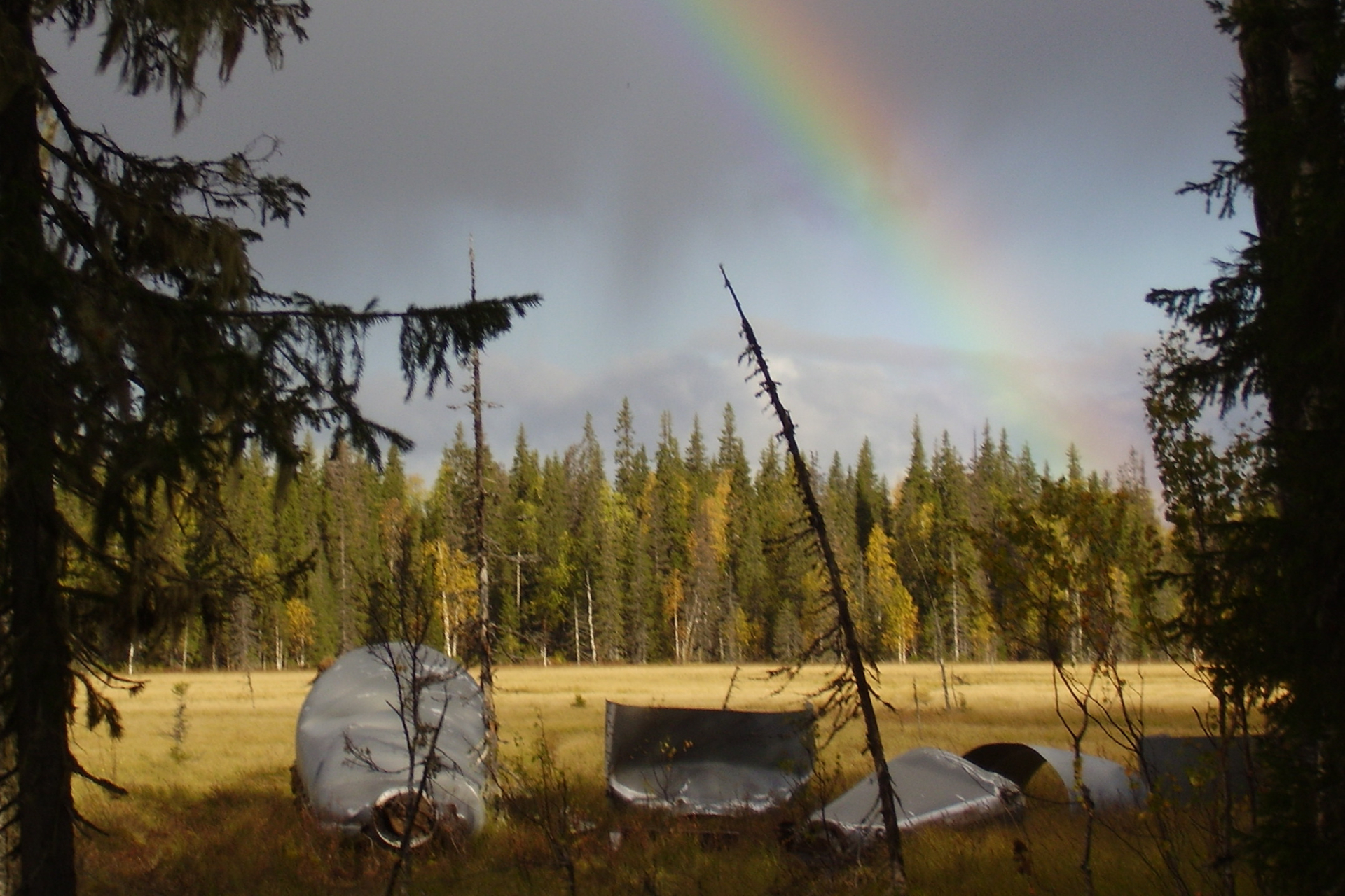Обрезки «Союза», заготовленные для транспортировки. Фотография Сергея Конникова. Архангельская область, 2006 год © Поля падения